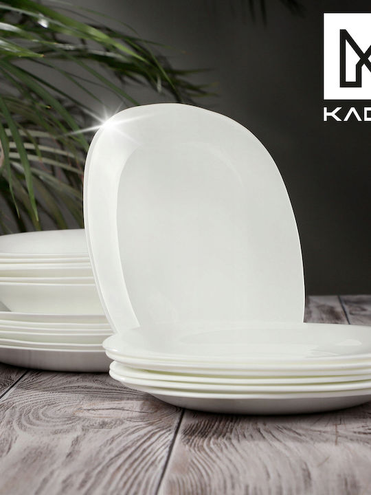 Kadax Πιάτο Ρηχό Λευκό 28x28cm 6τμχ