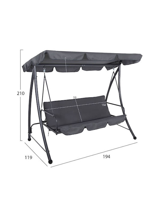 Likid Κούνια με Βάση 2 Θέσεων Μεταλλική Μ200xΠ120xΥ164cm Γκρι Likid Κούνια με Βάση 2 Θέσεων Μεταλλική Μ200xΠ120xΥ164cm Γκρι