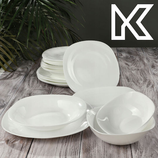 Kadax Πιάτο Ρηχό Τετράγωνο Λευκό 28x28cm 3τμχ