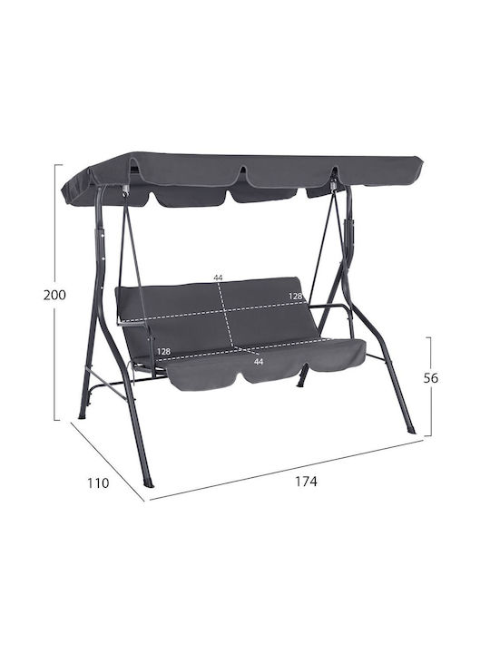 Likid Κούνια με Βάση 3 Θέσεων Μεταλλική Μ170xΠ110xΥ153cm Γκρι Likid Κούνια με Βάση 3 Θέσεων Μεταλλική Μ170xΠ110xΥ153cm Γκρι