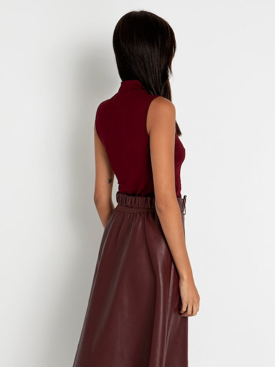 Toi&Moi Women's Blouse Sleeveless Turtleneck Burgundy