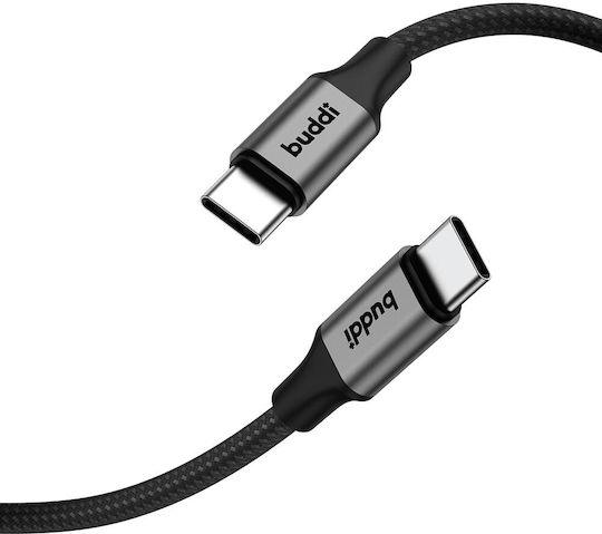 Buddi USB 2.0 Cable USB-C male - USB-C 60W Μαύρο 1m 122491