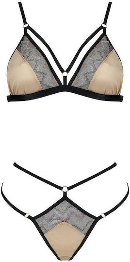 Indila Sexy Lingerie Set with Lace Gold