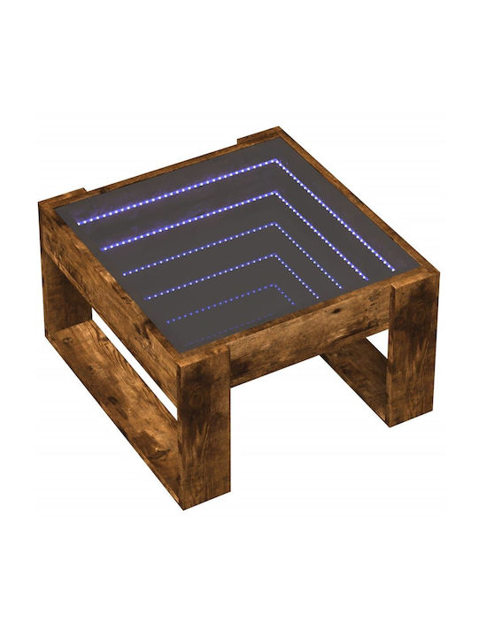 Square Glass Side Table Brown M50xP50xH30cm