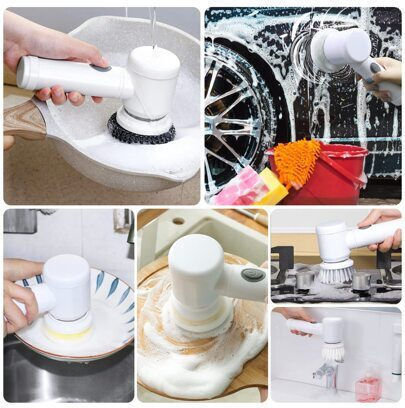 Plastic Rotating Cleaning Brush with Handle