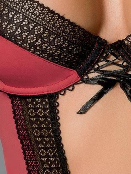 Gill Bodysuit Sexy Cu Dantelă Roșu
