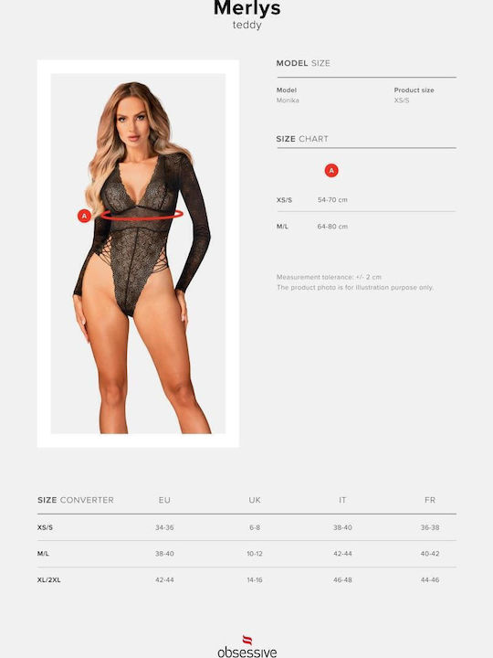 Merlys Frauen Bodysuit mit Spitze Schwarz