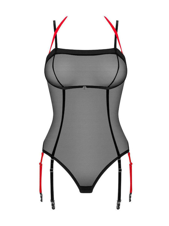 Sexy Bodysuit Mit Transparenz & Straps Schwarz