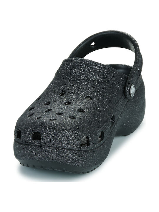 Crocs Classic Platform Glitter Women's Clogs Black