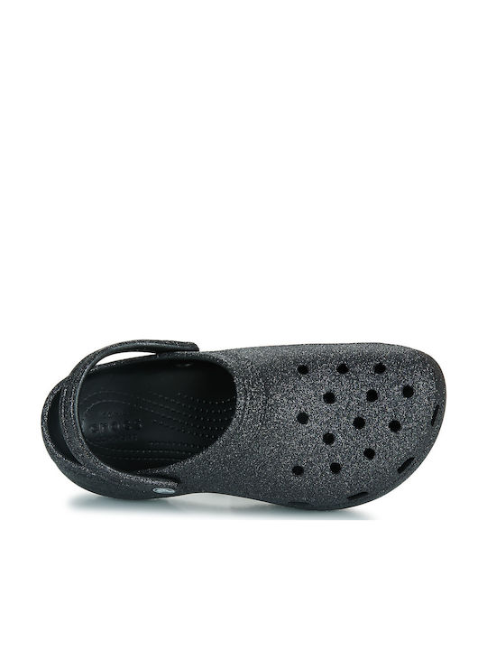 Crocs Classic Platform Glitter Women's Clogs Black