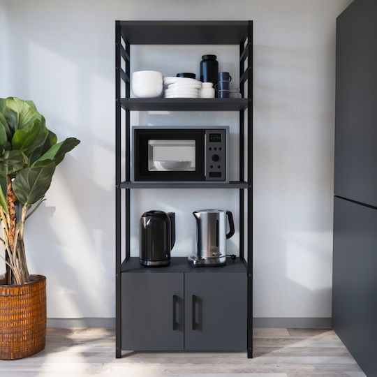 Megapap Agero Metallic Kitchen Rack 4 Tiers Gray 56.1x30x138.3cm