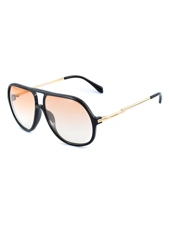 Zadig & Voltaire Men's Sunglasses with Black Plastic Frame and Orange Gradient Lens SZV305 0BLK