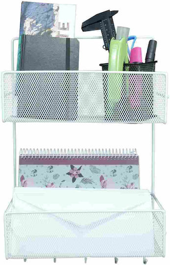 Uncle George 05.03.01-0018-Weiß An der Wand montiertes Badezimmerregal Metallisch mit 2 Regalen 26x13x42cm Weiße