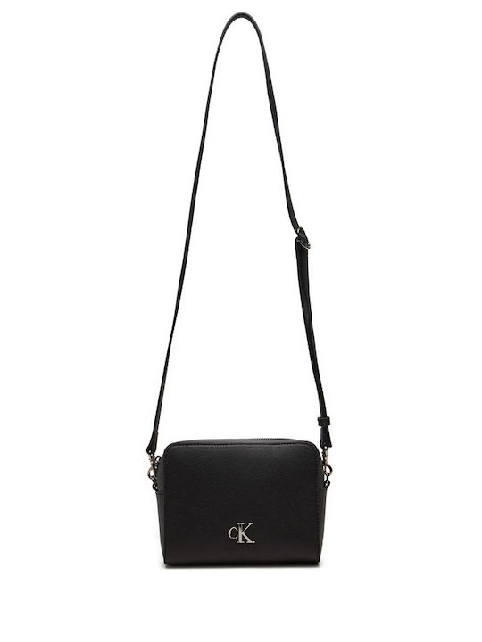 Minimal Monogram Camera Leder Damentasche Umhängetasche Schwarz