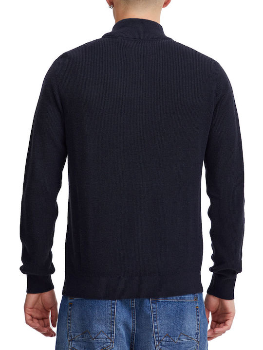 Blend Men's Long Sleeve Blouse with Zipper BLACK