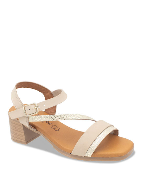 Eva Frutos Leder Damen Sandalen in Beige Farbe