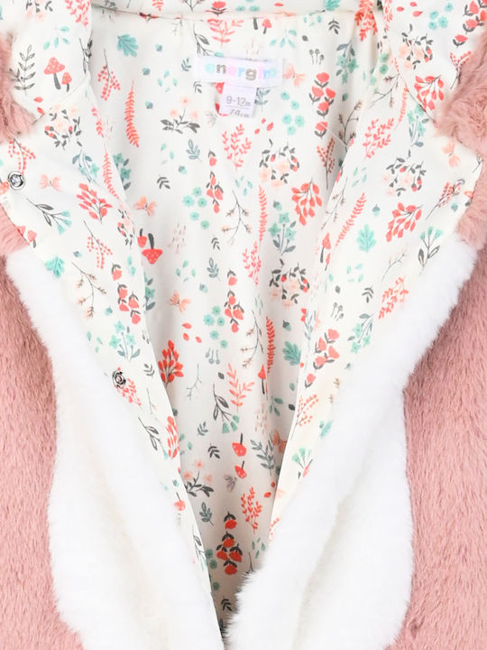 Energiers Little Bunny Бебешко Боди за Излизане Дълъг ръкав Dusty Pink
