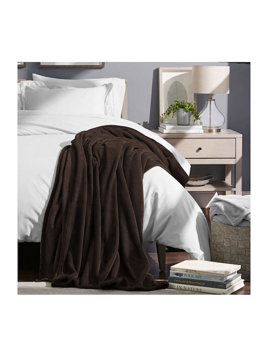 TnS Blanket Fleece Single 150x220cm Super Soft Dark Brown