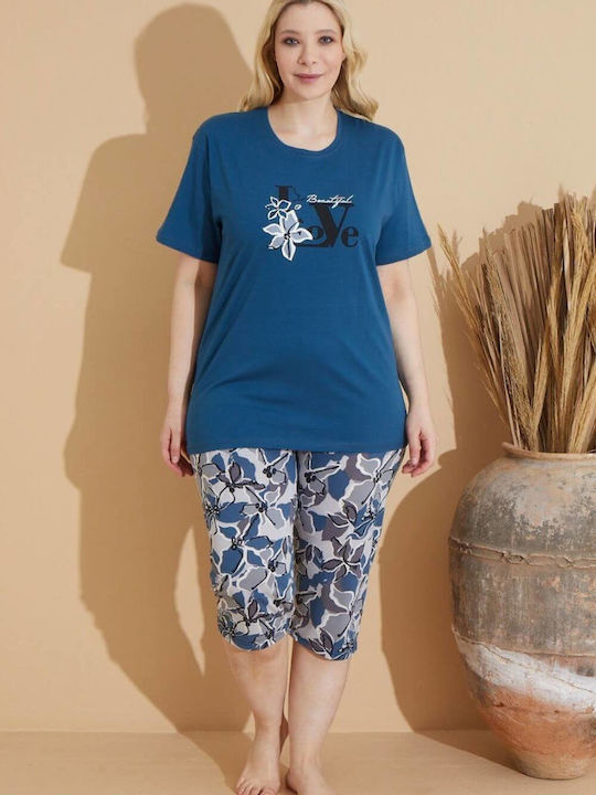 Women's Capri Pyjamas Short Sleeve 0911 Petrol