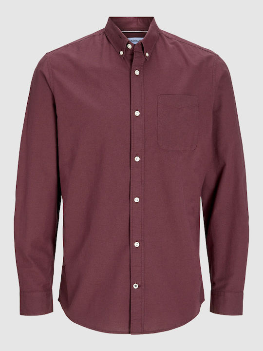 Long-sleeved Cotton Shirt Burgundy
