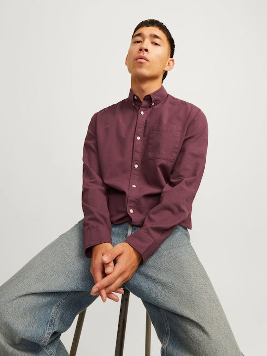 Long-sleeved Cotton Shirt Burgundy