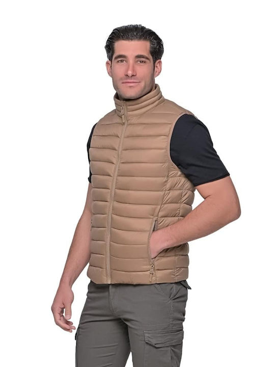 Dsplay Ärmellos Herren Jacke Lässig Beige