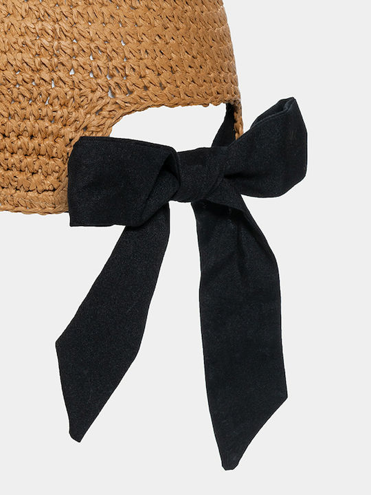 Brown Jockey Straw Hat Black Brim Καφέ One Size