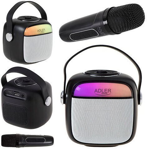 Adler Ηχείο Karaoke με Ασύρματο Μικρόφωνο και Εφέ Φωτισμού AD 1199 AD 1199b Μαύρο