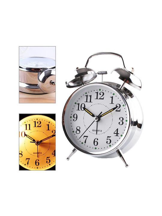 Tabletop Clock with Indicators Metal with Alarm Clock Silver 6955545408747