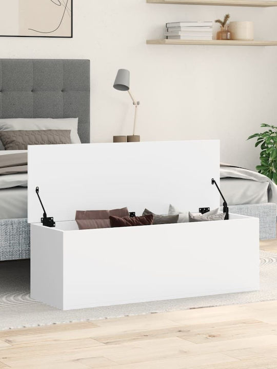 vidaXL Декоративна куфар Дърво Бял 102x35x35бр