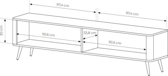 Έπιπλο Τηλεόρασης Lante Ανθρακί Μ200xΠ38xΥ51cm