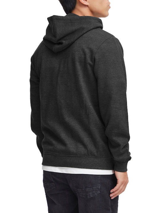 Blend Men's Sweatshirt Jacket with Hood and Pockets Dark Grey