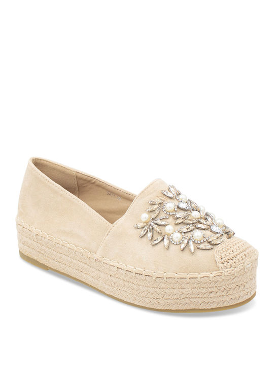 Tsouderos Shoes Women's Synthetic Leather Espadrilles Beige