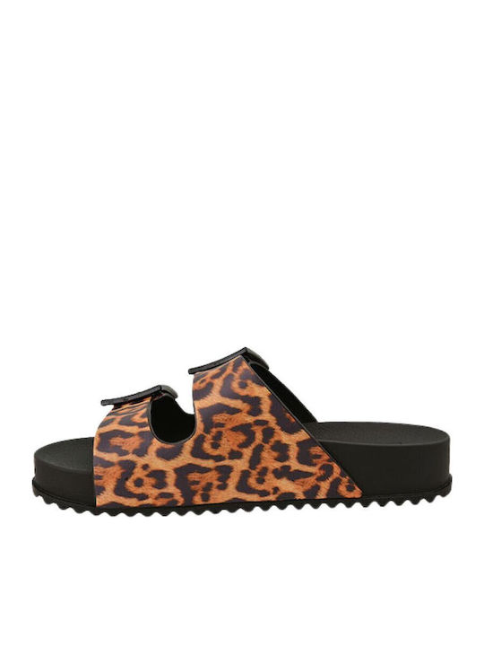 Zaxy Damen Sandalen Schwarz mit Tigerprint