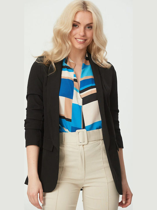 Black Ruched Blazer One Size