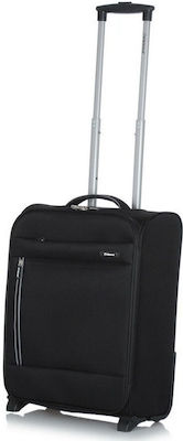 Diplomat Cabin Travel Suitcase Fabric Black with 4 Wheels Height 55cm