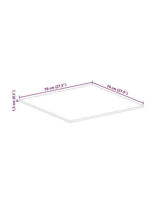 vidaXL Square Table Surface made of Solid Wood Mango - Brown 70x70x1.5cm 371340 1pcs