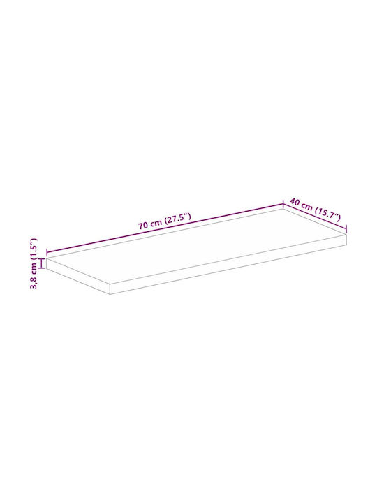 vidaXL Правоъгълена Повърхност на масата Масивно дърво Mango - Brown 70x40x3.8см 371382 1бр