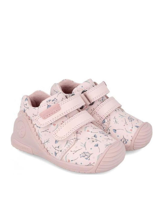 Anatomical Leather Kids Boots with Zipper Pink