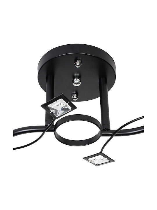 Keskor Deckenleuchte 47cm Schwarz mit Fassung E27 mit Kristalle