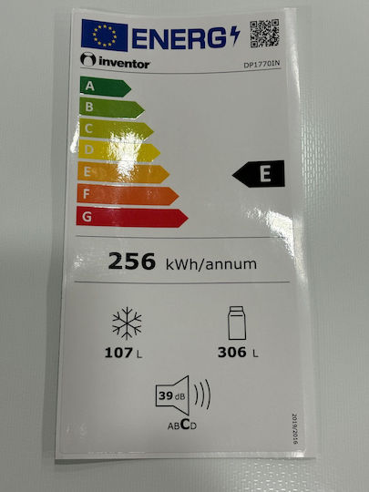 Inventor Frigider cu două uși 413lt Total NoFrost Î172.3xL70xA67cm. Inox DP1770IN