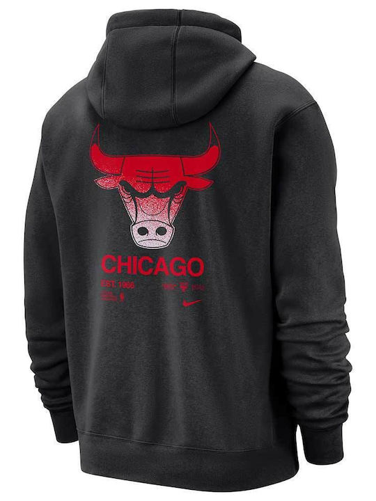 Nike Chicago Bulls Herren Sweatshirt mit Kapuze und Taschen Schwarz