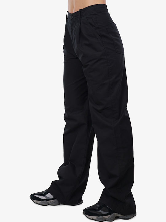 Damen Chino Hose in Lockere Passform Schwarz