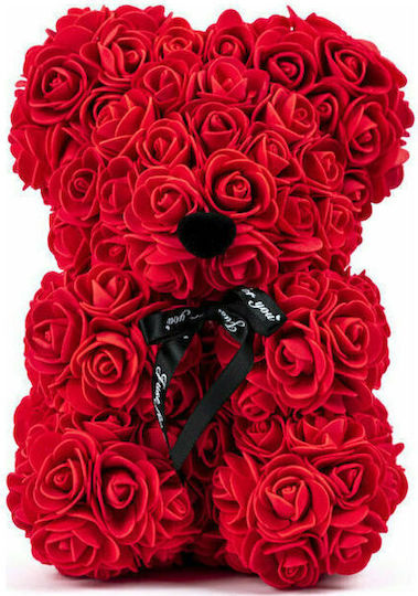 Bear of Artificial Roses Red 25cm in Box