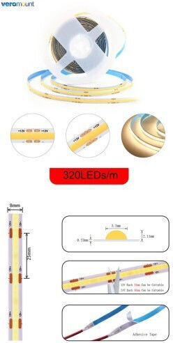 Bandă LED 12V Alb Rece Lumină 1m Tip COB