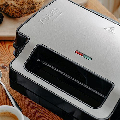 Adler Τοστιέρα με Αποσπώμενες Πλάκες για 2 Τοστ 1000W Inox