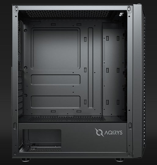 Aqirys Mizar Gaming Midi Tower Κουτί Υπολογιστή με Πλαϊνό Παράθυρο και RGB Φωτισμό Μαύρο