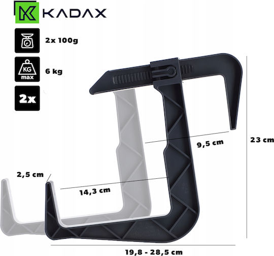 Kadax Άγκιστρα Γλάστρας Πλαστικά Γκρι 2τμχ
