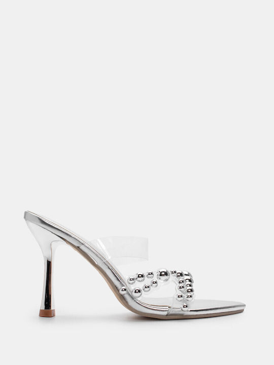 Pointed Transparent Mules 4264811-Silver