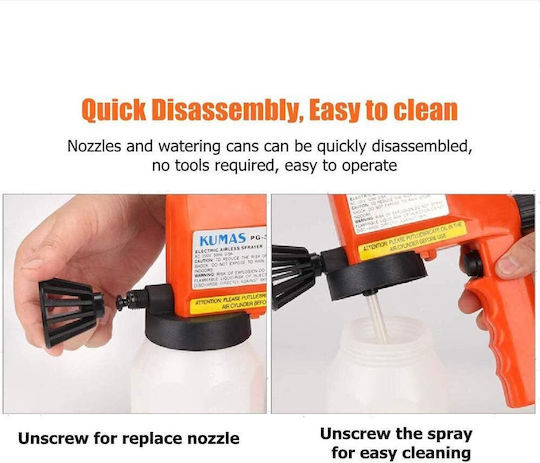 Elektrische Farbspritzpistole Kumas Pg-350 Kapazität 600ml 75w Weiß-Orange